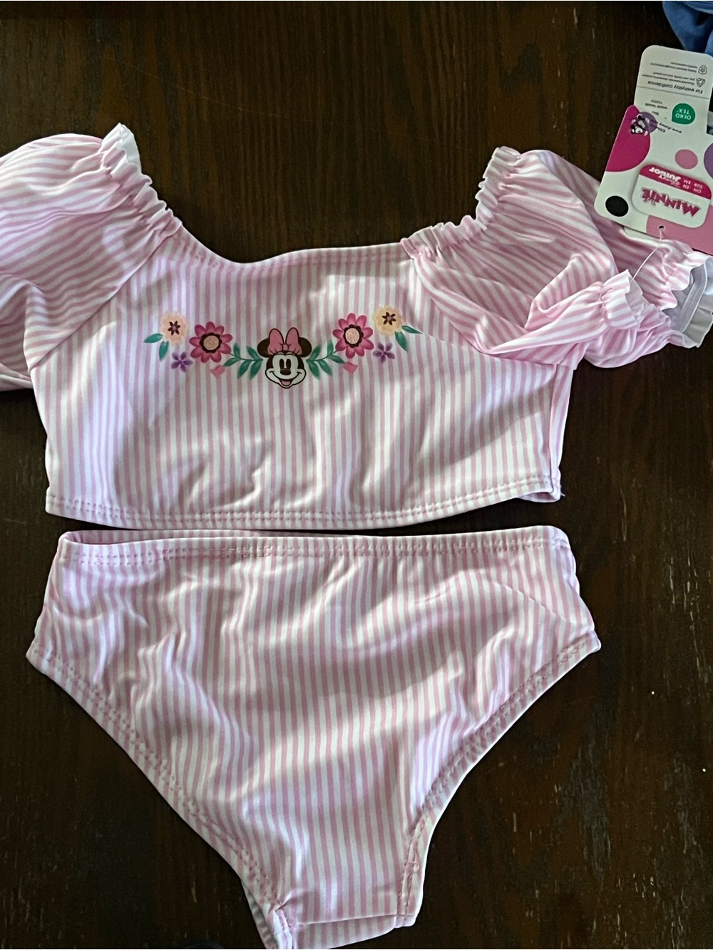 Minnie Mouse Pink Stripe Two-Piece Swimsuit